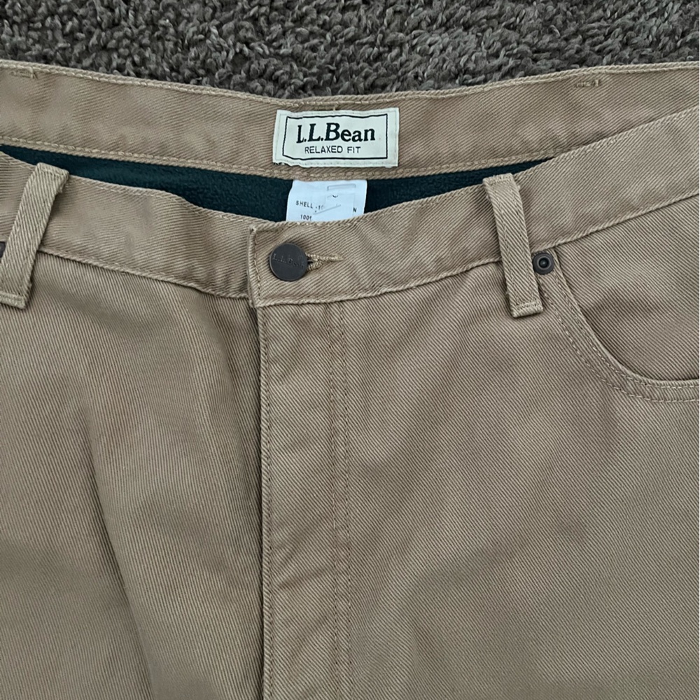 L.L. Bean Khaki Jeans Size 42 – Classic Fit Flannel Lined Workwear - Picture 3 of 9